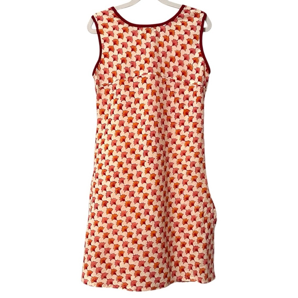 fabindia Red and Cream Printed Sleeveless Tunic